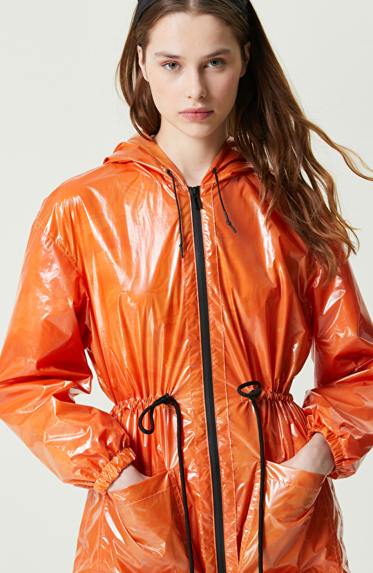 N-Tech Turuncu Kapüşonlu Pardesü