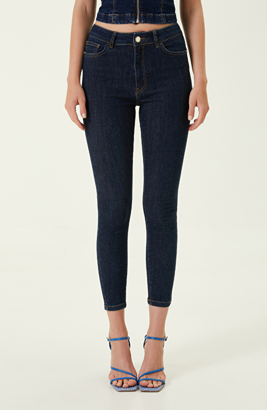 Skinny Lacivert Denim Pantolon