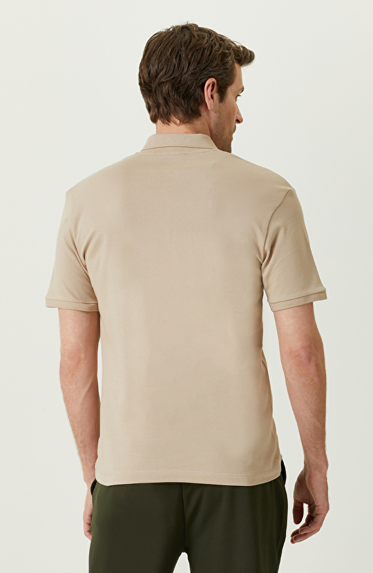 Bej Kısa Kollu Polo Yaka T-Shirt