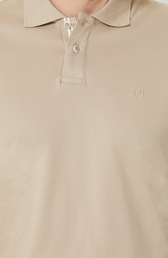 Bej Kısa Kollu Polo Yaka T-Shirt