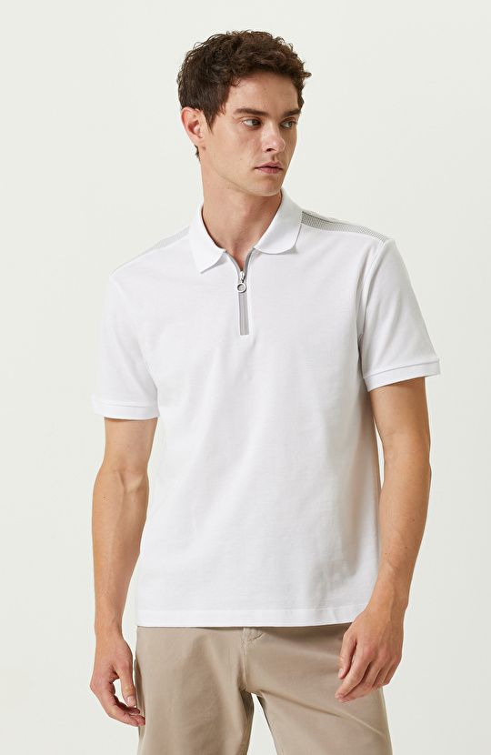 Beyaz Pamuklu Kısa Kollu Tshirt