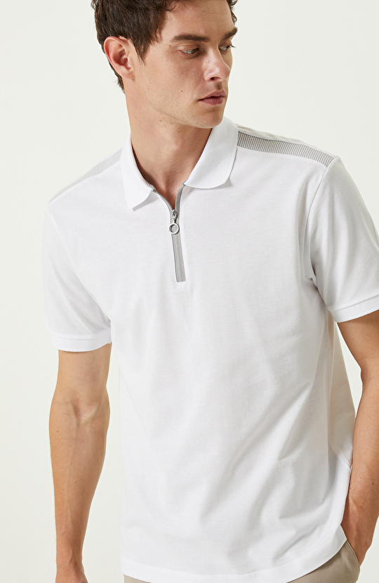 Beyaz Pamuklu Kısa Kollu Tshirt