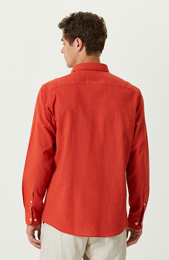 Mercan Pamuk Keten Karışımlı Gömlek