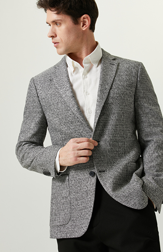 Mono Yaka Siyah Beyaz Ceket