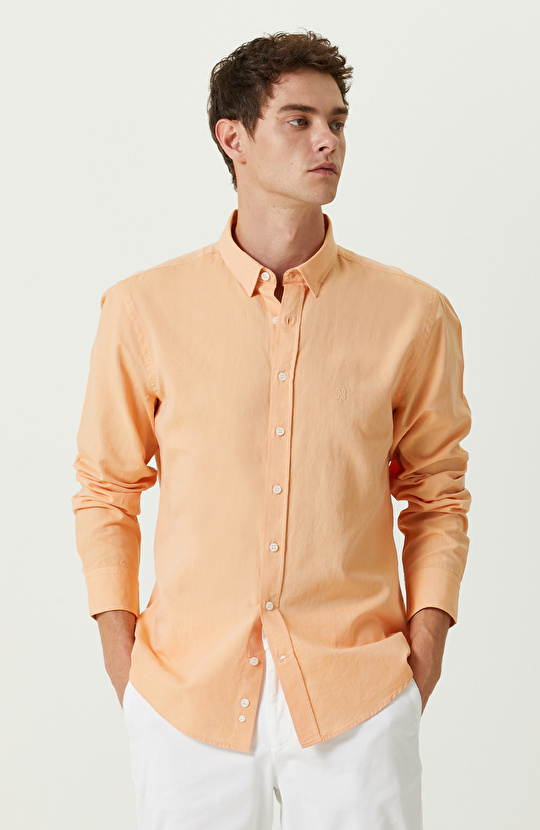 Somon Pamuklu Uzun Kollu Gömlek