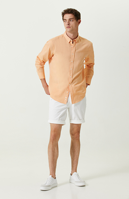 Somon Pamuklu Uzun Kollu Gömlek