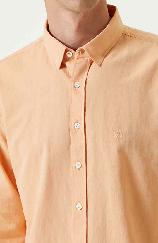 Somon Pamuklu Uzun Kollu Gömlek