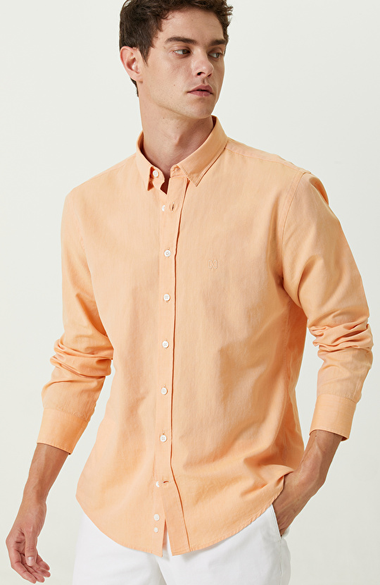 Somon Pamuklu Uzun Kollu Gömlek