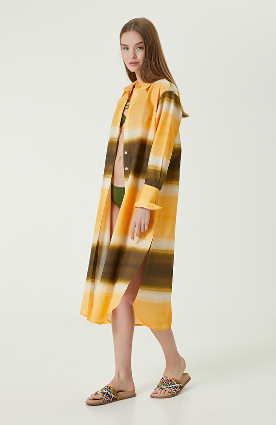 Haki Uzun Kollu Gömlek Yaka Elbise