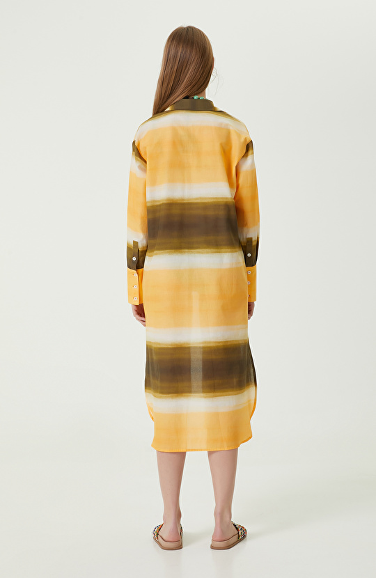 Haki Uzun Kollu Gömlek Yaka Elbise