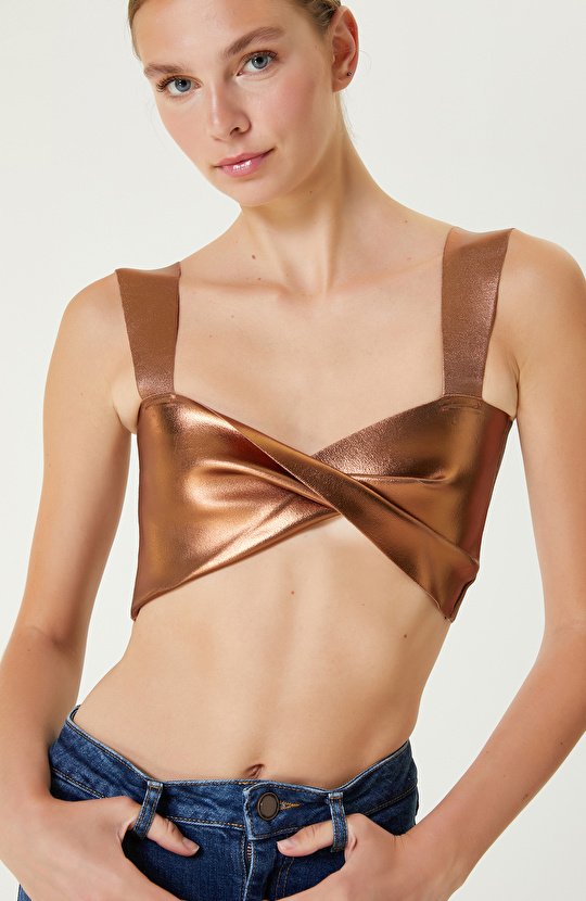 Bakır Rengi Askılı Triko Büstiyer