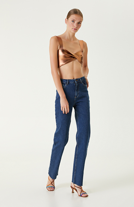 Bakır Rengi Askılı Triko Büstiyer