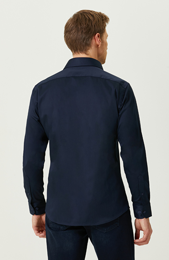 Lacivert Uzun Kollu Gömlek