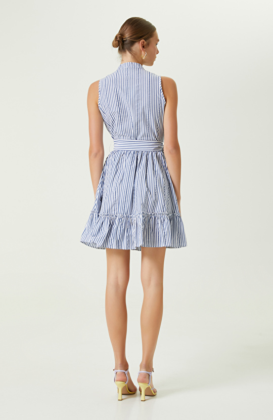 Lacivert Kolsuz Gömlek Yaka Elbise