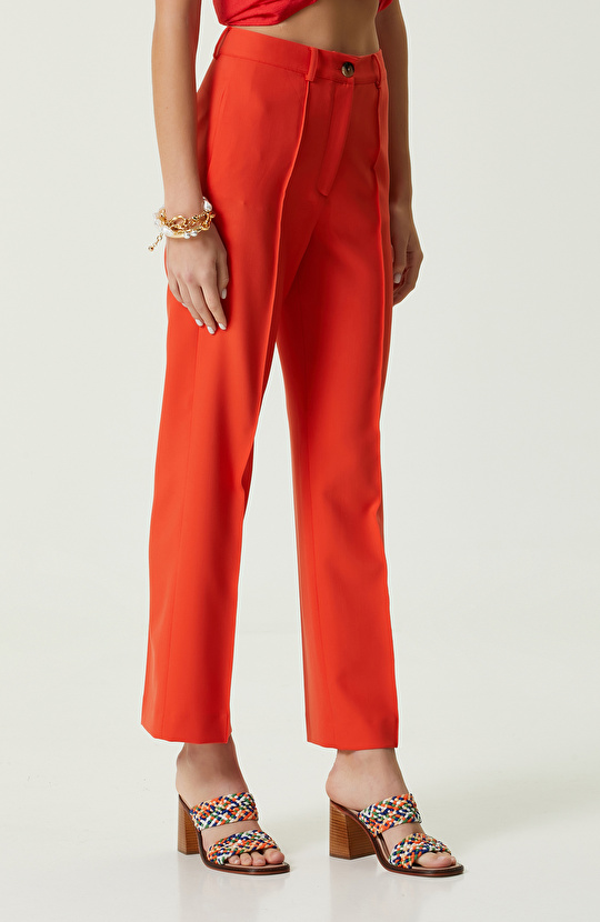 Nar Çiçeği Yüksek Bel Pantolon