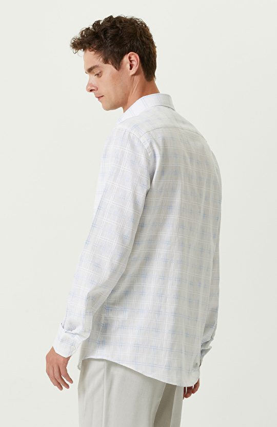 Mavi Beyaz Ekose Gömlek