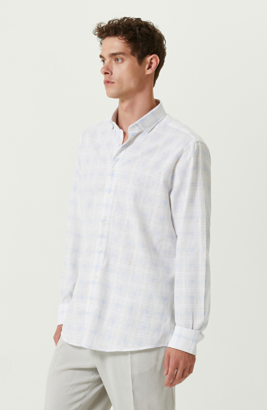 Mavi Beyaz Ekose Gömlek