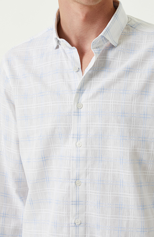 Mavi Beyaz Ekose Gömlek