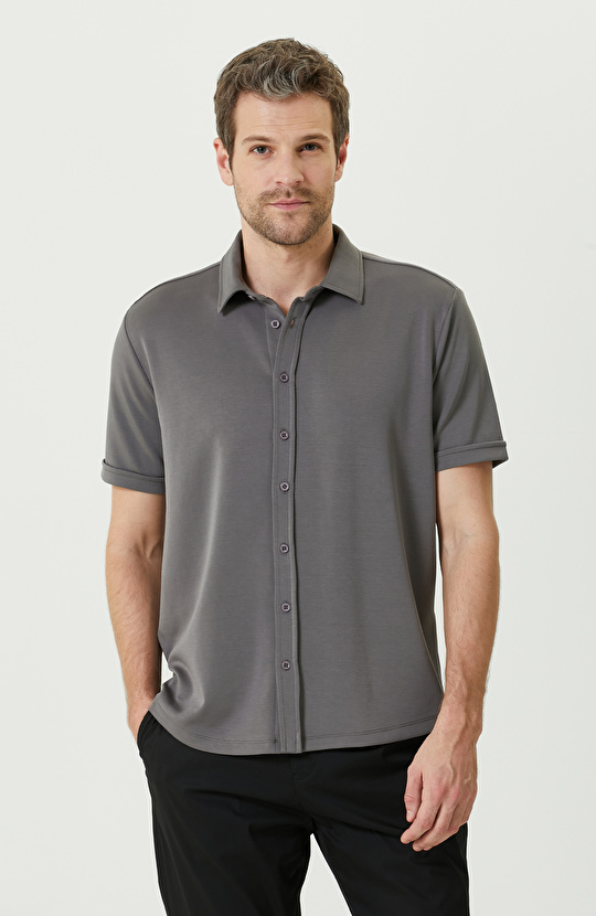 Antrasit Örme Gömlek