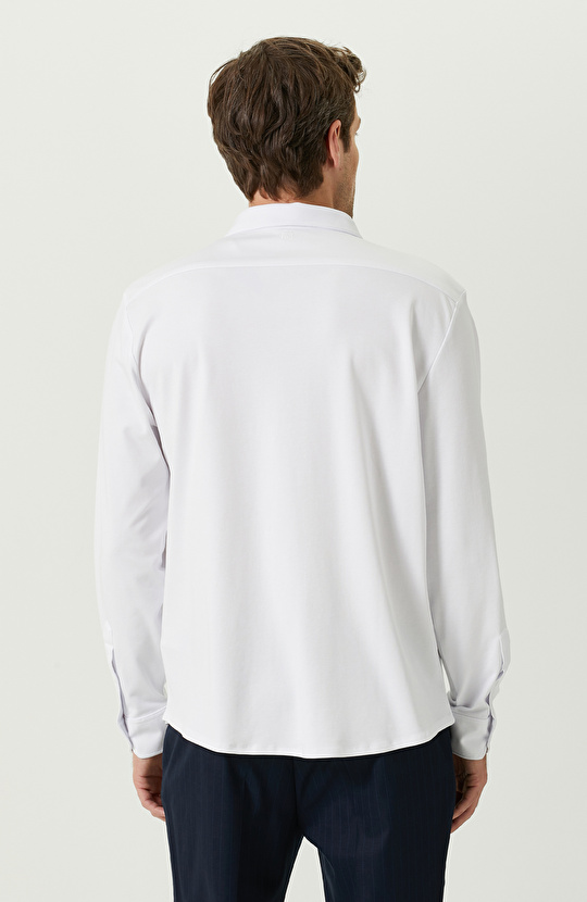 Beyaz Klasik Yaka Uzun Kollu Gömlek