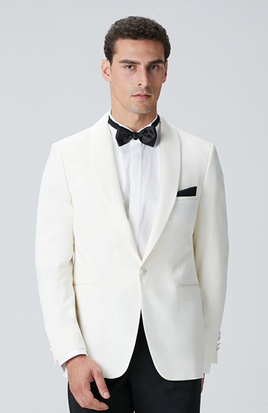 Ekru Şal Yaka Smokin Ceket