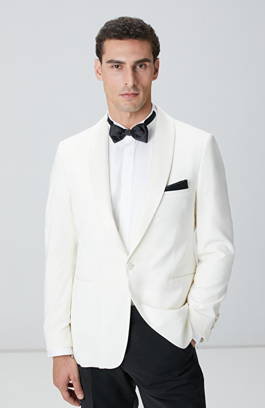 Ekru Şal Yaka Smokin Ceket