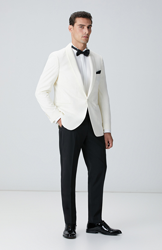 Ekru Şal Yaka Smokin Ceket