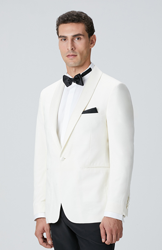 Ekru Şal Yaka Smokin Ceket