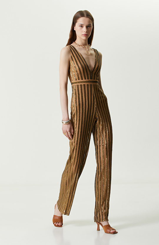 Camel Payetli Abiye Tulum