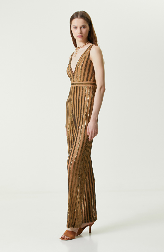 Camel Payetli Abiye Tulum