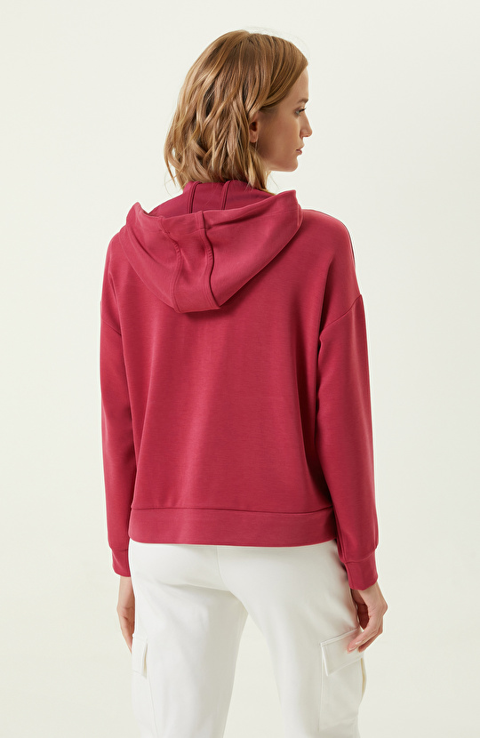 Fermuar Detaylı Vişne Sweatshirt