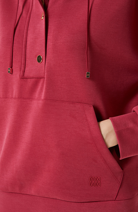 Fermuar Detaylı Vişne Sweatshirt