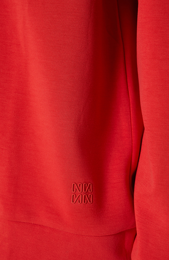 Bisiklet Yaka Kırmızı Sweatshirt