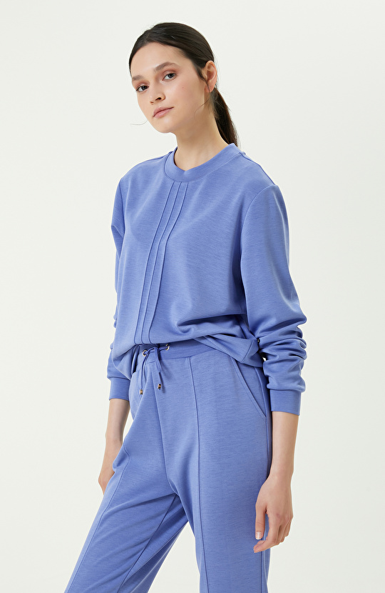 Mavi Bisiklet Yaka Sweatshirt