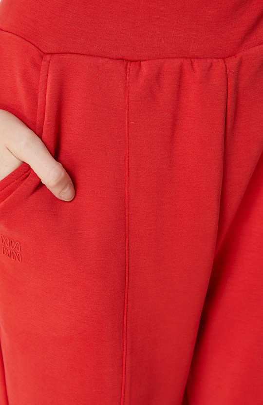 Dikiş Detaylı Lastik Paça Kırmızı Eşofman Altı
