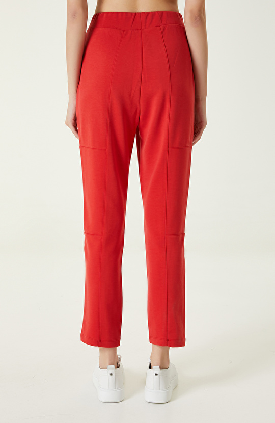 Dikiş Detaylı Lastik Paça Kırmızı Eşofman Altı