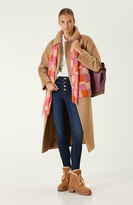 Lacivert Düğme Detaylı Denim Pantolon