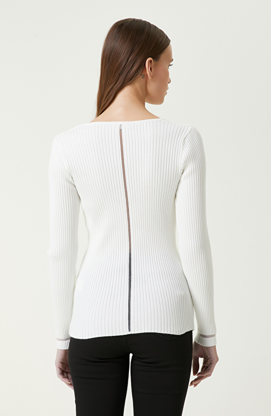 Ekru V Yaka Triko Kazak