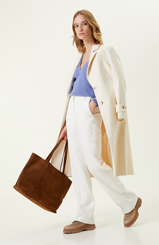 Havacı Mavi V Yaka Triko Kazak