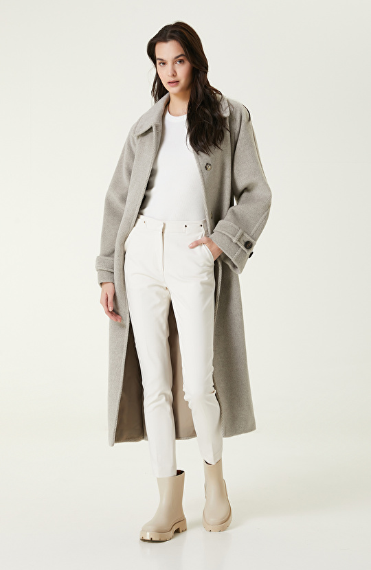 Ekru Bisiklet Yaka Triko Kazak