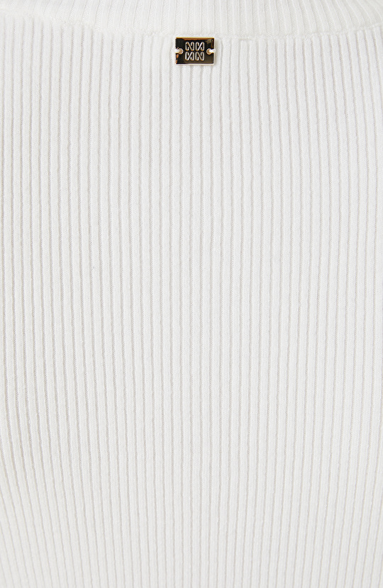 Ekru Bisiklet Yaka Triko Kazak