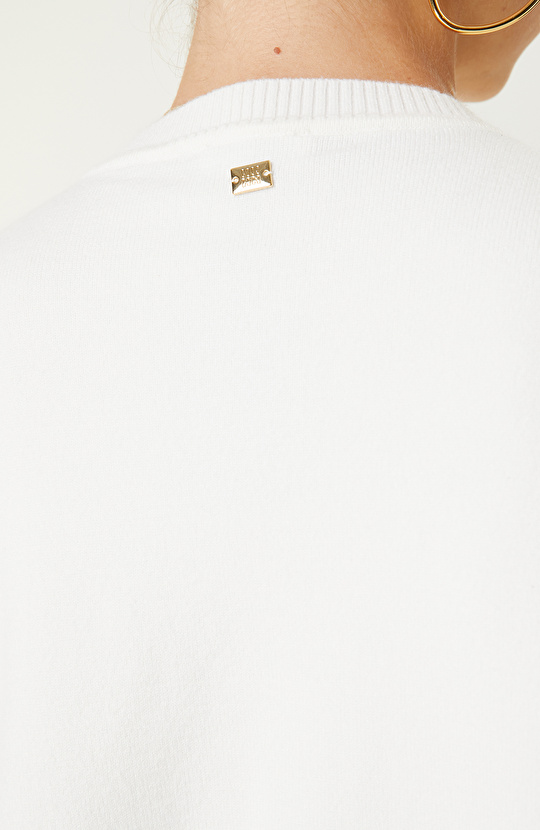 Ekru Bisiklet Yaka Uzun Kollu Triko