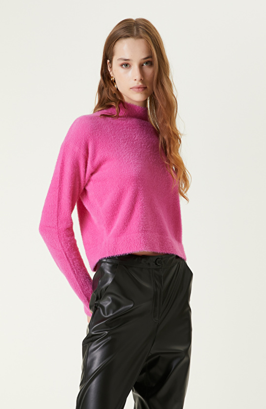 Pembe Dik Yaka Triko Kazak