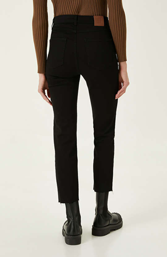 Siyah Yüksek Bel Denim Pantolon