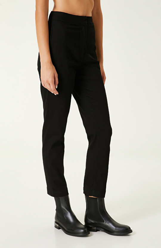 Siyah Crop Denim Pantolon