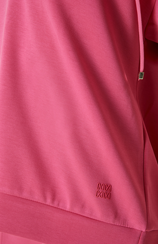 Neon Pembe Kapüşonlu Sweatshirt 