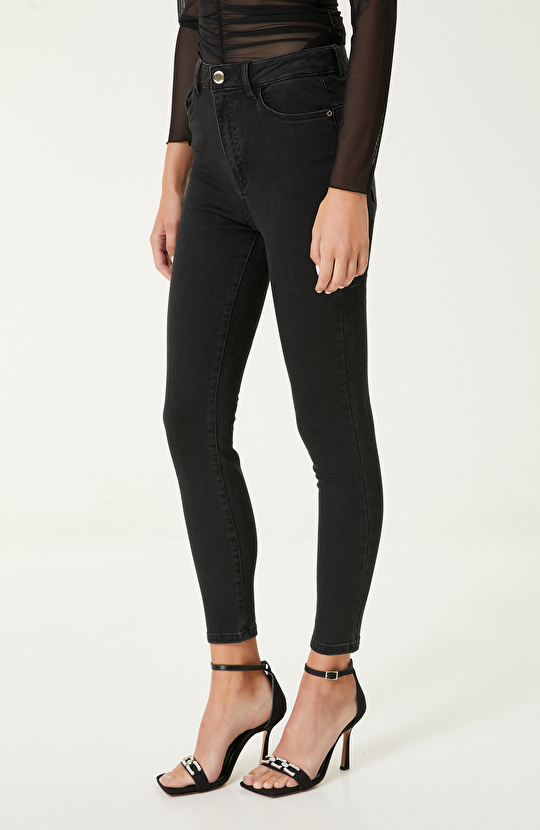 Antrasit Push-Up Denim Pantolon