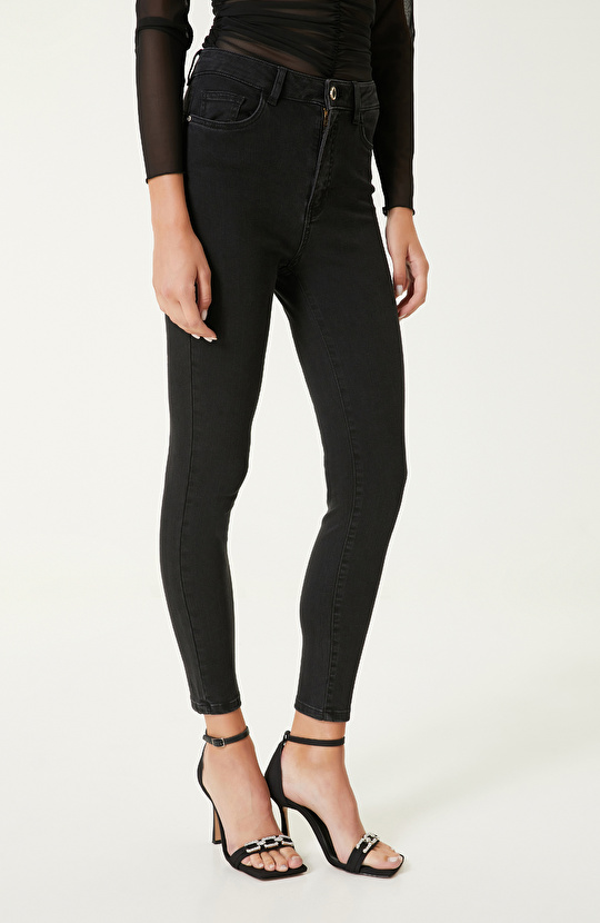 Antrasit Push-Up Denim Pantolon