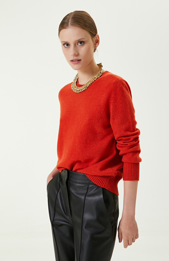 Limited Yanık Turuncu Kaşmir Triko Kazak