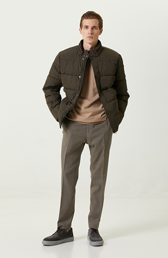 Bej Bisiklet Yaka Kazak